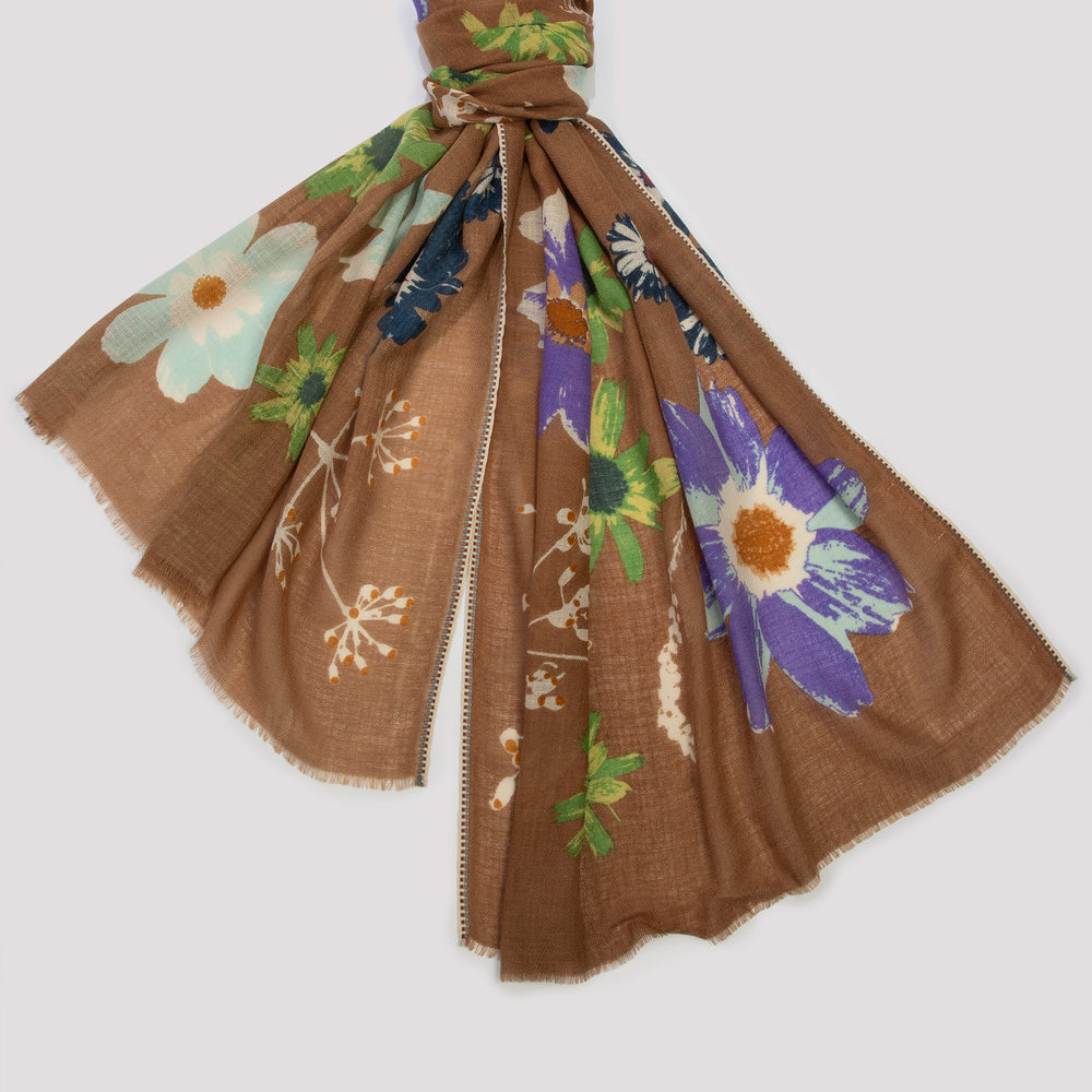 Flowered scarf sw2493 nutmeg - Epice