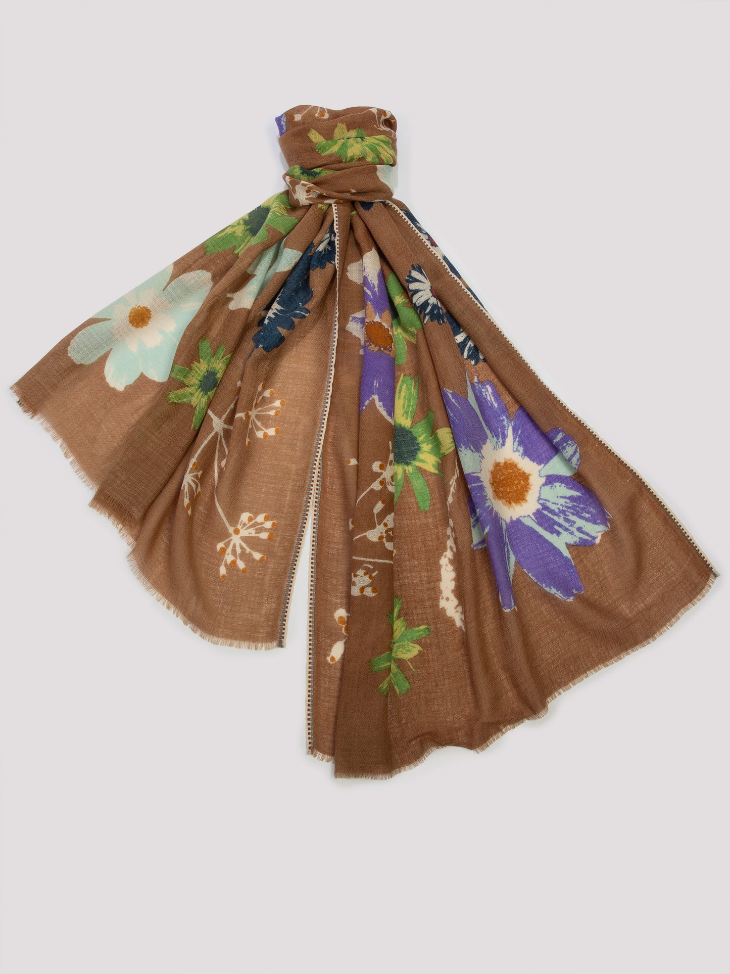 Flowered scarf sw2493 nutmeg - Epice