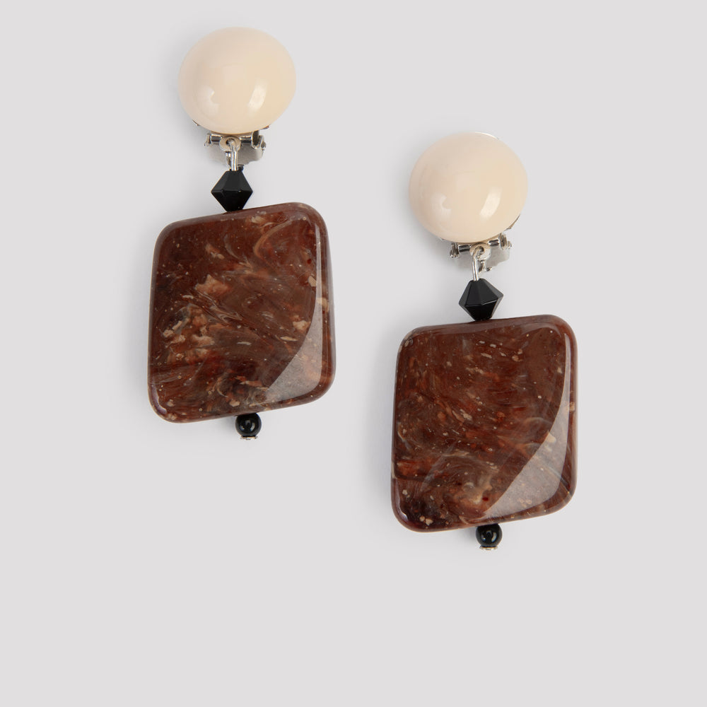 
                      
                        Square clip earrings marron - Angela Caputi
                      
                    