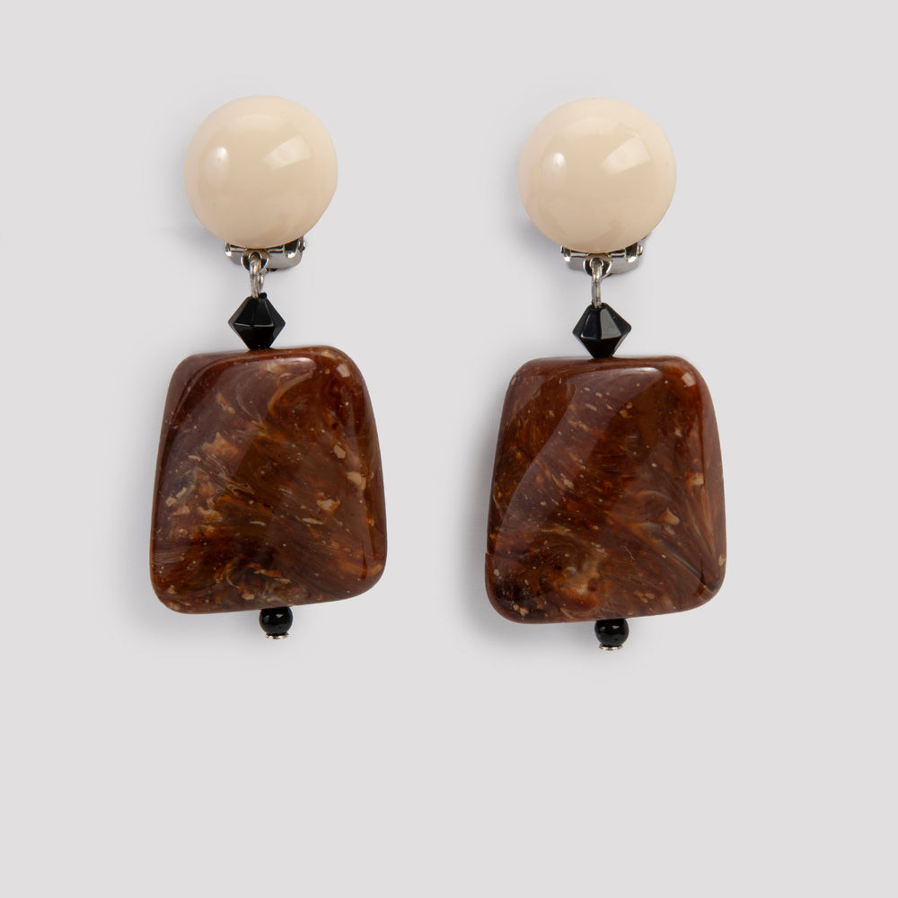 
                      
                        Square clip earrings marron - Angela Caputi
                      
                    