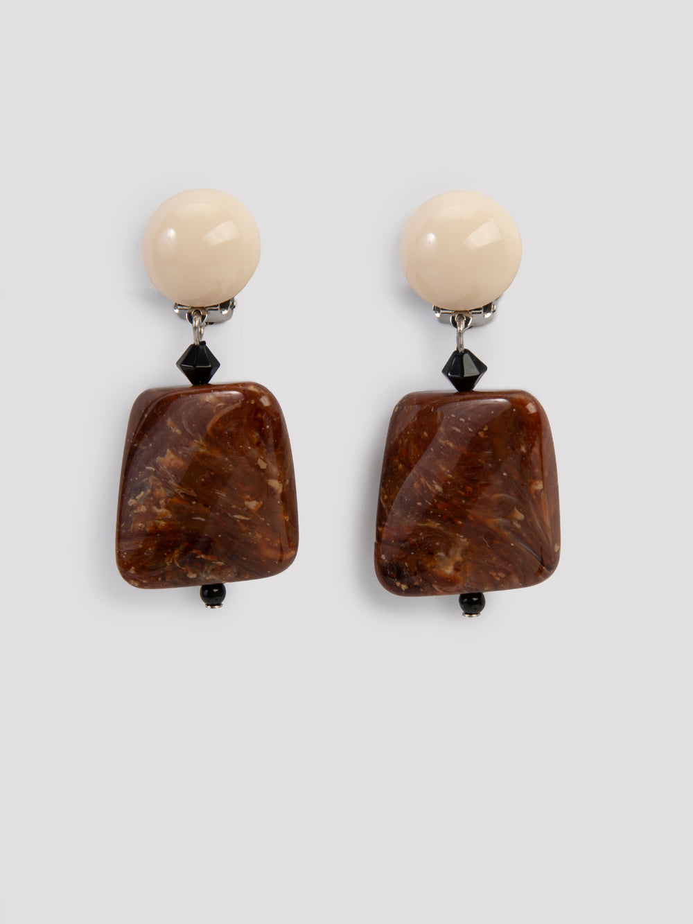 Square clip earrings marron - Angela Caputi